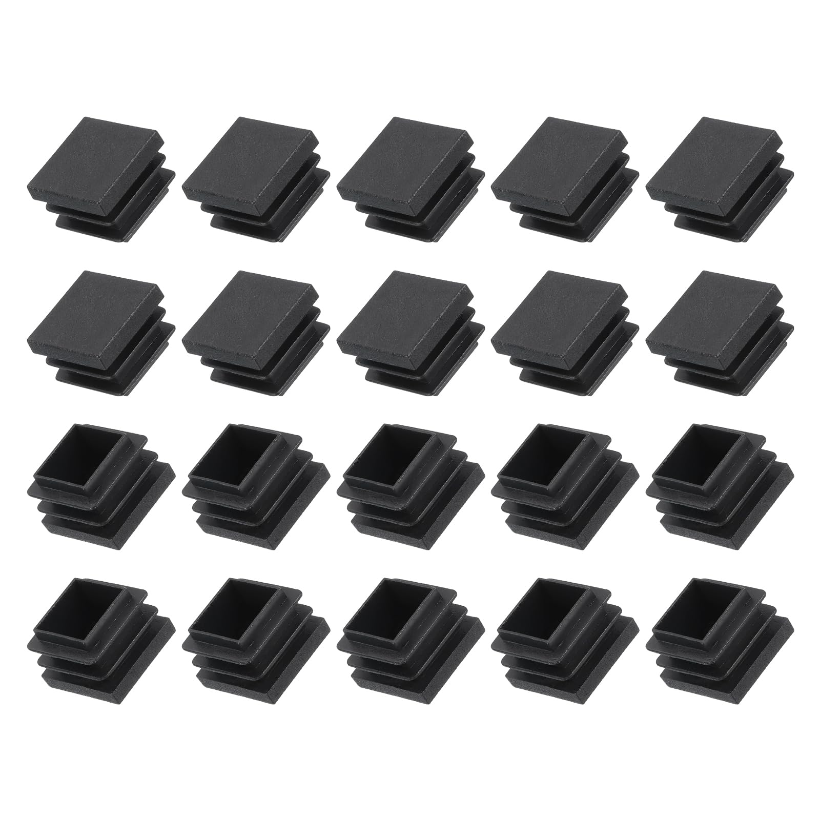 METALLIXITY Square Tube End Cap(22 x 22mm) 300Pcs, Plastic Plugs Insert End Caps Pipe Cap Cover Threaded End Blanking Caps Protector - for Square Tube Fence Furniture Table Chair Legs, Black