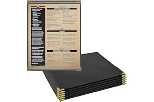 Goodsmart Pajco Style Restaurant Menu Covers – Pack of 10, Side-Loading Menu Holders, Single Stitched Edge, Clear Vinyl Menu Sleeves, Leatherette Trim, Gold Corners, Black, 1 View (8.5" x 11")