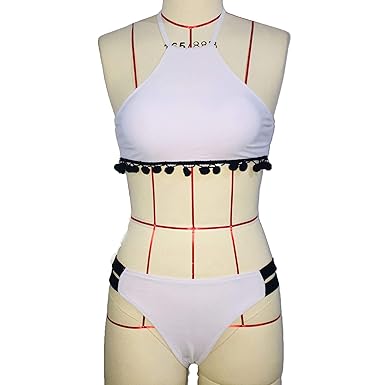 Frauen Sexy Bikini Sets Two Pieces Tassel Halter Quick Dry Swimsuit mit Chest Pad Strappy Stretch Swimwear Top mit Cutout Tri