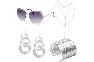 Fumwase 4 Piece 70s Disco Accessories for Party Halloween Cosplay 70s Disco Costume Accessory Set