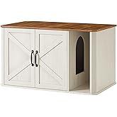 Feandrea Litter Box Enclosure, Modern Cat Litter Box Furniture Hidden, Front Entry, Double Doors, Handles, Cat House, Side En