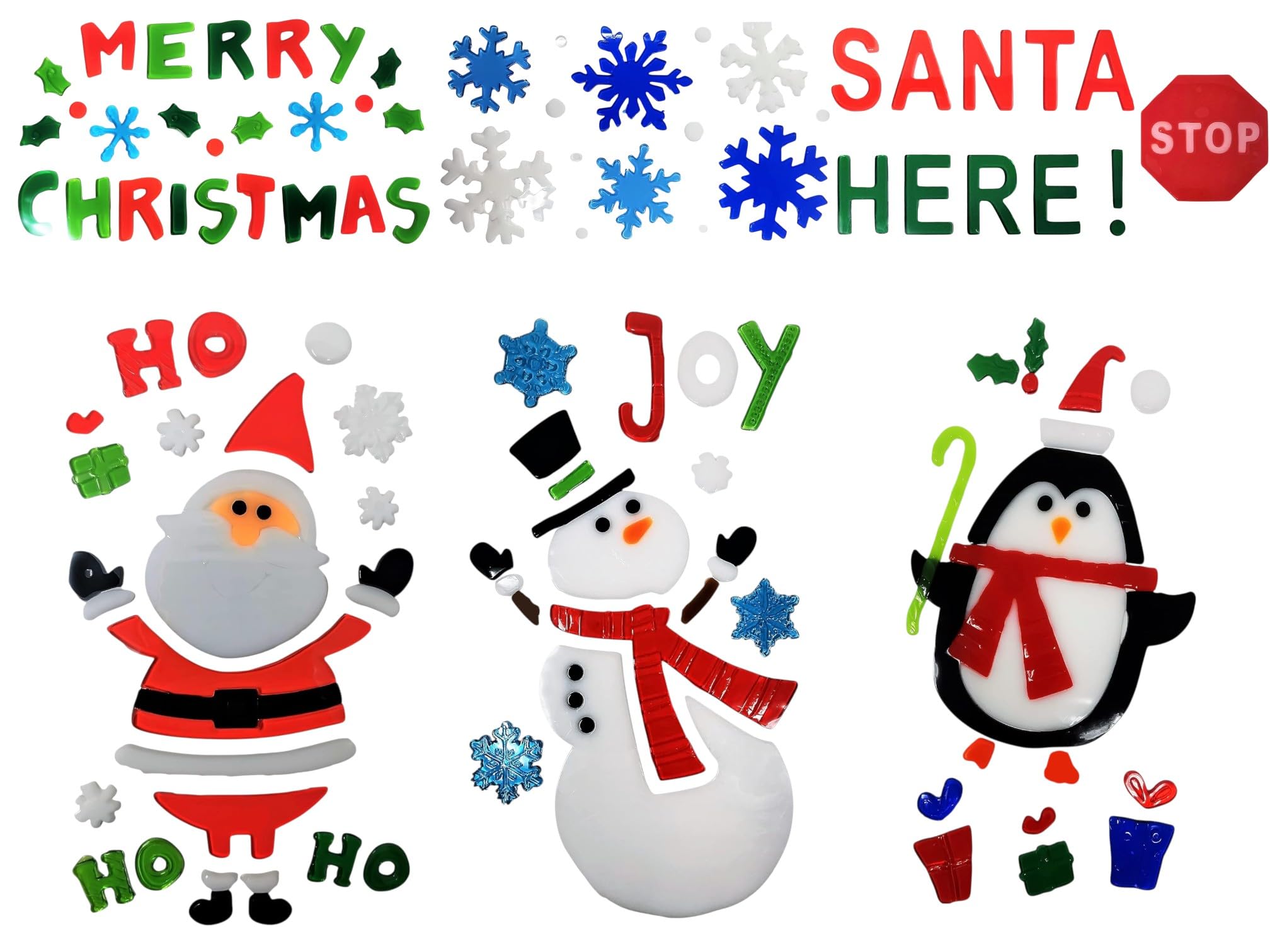 Christmas Window Stickers – 6 Sheets of Reusable Gel Clings | 25x14cm Sheets | Xmas Decorations with Santa, Snowman, Snowflakes, ‘Merry Christmas’ & More | Festive Window Decals for Glass & Mirrors