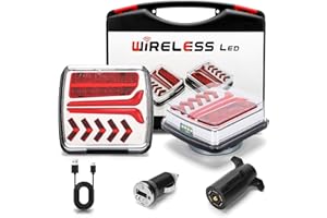 WODHMIEY Magnetic Wireless Trailer Light, 12V 24V Truck Taillight Square, Rechargeable LED Towing Light 100ft Rang, Portable 