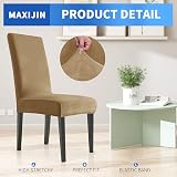 MAXIJIN Stretch Velvet Chair Covers Set of 2 Camel Dining Room Slips view 2
