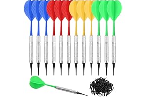 Focenat 12 Pcs Soft Darts Set, Soft Dart Plastic Soft Tips Darts with 100 Extra Dart Tips, Professional Darts with Premium Al