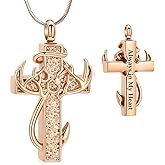 shajwo Cross Urn Necklace for Human Ashes for Women Men Fish Hook Antler Deer Cremation Jewelry Memorial Ashes Keepsake Pendant
