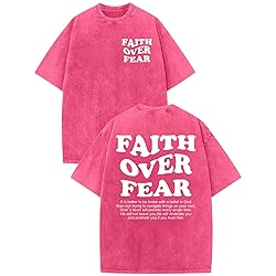 Kelxjia Christian Shirts for Men Faith Over Fear