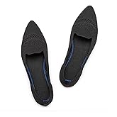Frank Mully Womens Pointed Toe Flats Knit Dress Shoes Comfort Women Shoes Softable