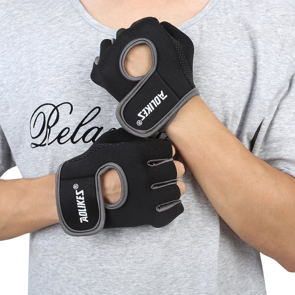 DOB AOLIKES Gym Gloves, Fitness Exercise Workout Weight Lifting Sport Gloves, Pair, Black