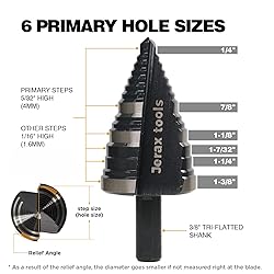 Jerax tools 1/4 to 1-3/8 Inch Step Drill Bit