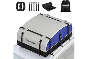 WORKPRO 21 Cu Ft Rooftop Cargo Carrier Bag, Waterproof 840D PVC Car Roof Bag with Anti-Slip Mat & 6 Door Hooks, Fits Vehicles