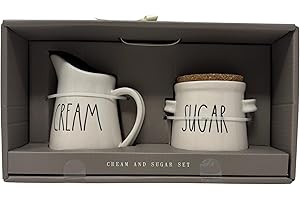 RAE DUNN BY MAGENTA Rae Dunn SUGAR Jar + CREAM Creamer Set of 2 - Black & White - Ceramic