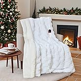 AEPINBH Electric Blanket Dual Control, Heated Blanket Flannel with 6 Heat Levels, 10 Time Settings, Soft Thicken Heating Blanket with ETL Certification, White, 84"× 90"