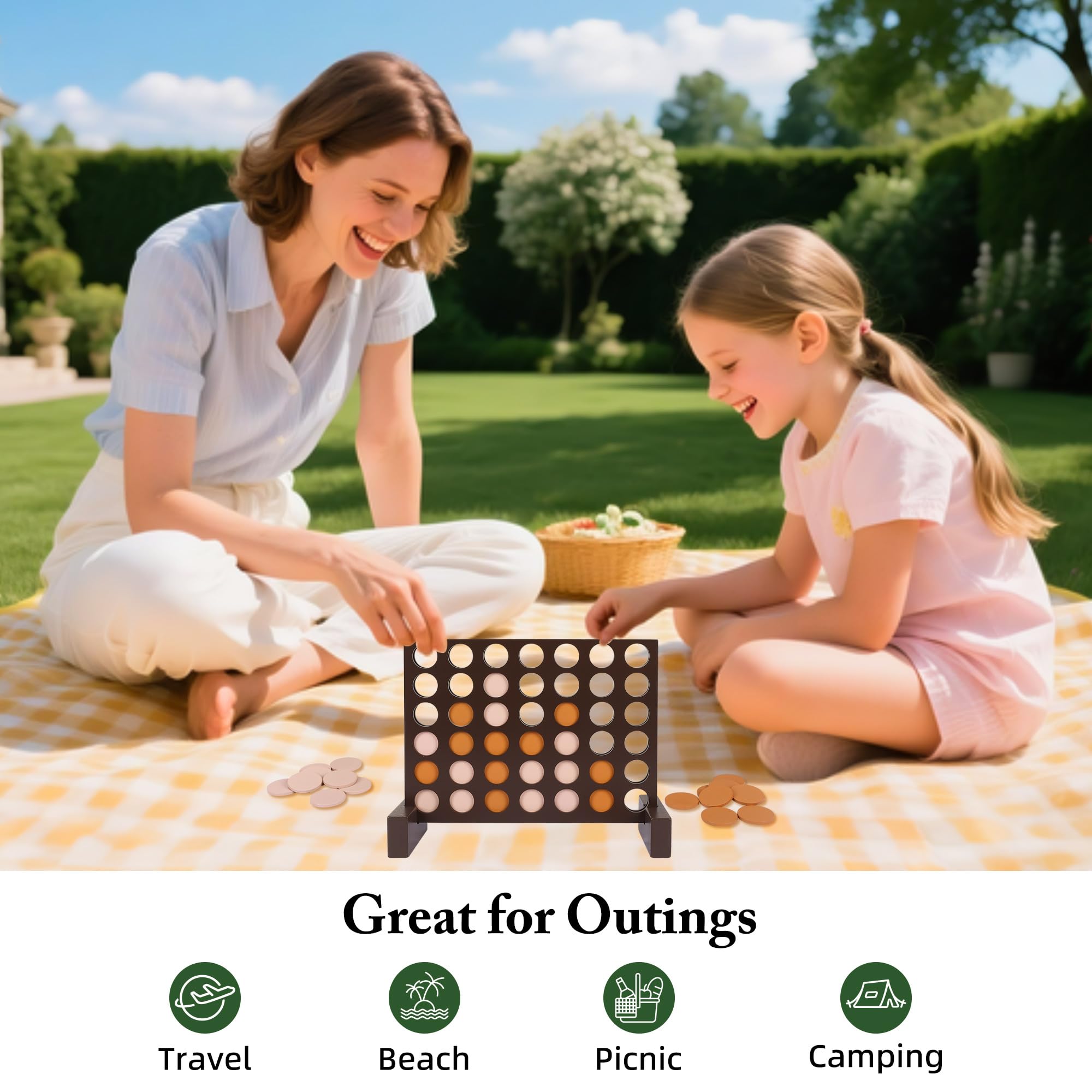 GOTHINK Giant Four in a Row Game with Carrying Bag (4 in a Row Tables Game)