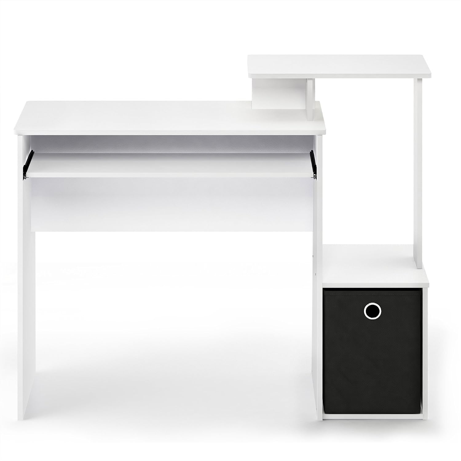 Furinno Econ Multipurpose Home Office Computer Writing Desk, Computer Desk, Study Desk, w/Bin, White/Black - Image 4