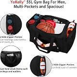 ZYZY Sport Holdall Duffle Bag 55L Gym Bag with Shoulder Strap Black 55L view 3