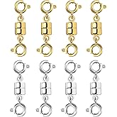 16 Pcs 18K Gold Silver Magnetic Necklace Clasp Chain Connection Buckles Necklaces Extensions Bracelet Extender Necklace Extender