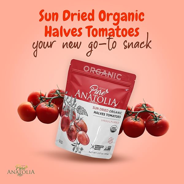 PURE ANATOLIA ORGANIC SUN-DRIED TOMATOES JULIENNE CUT – DRY PACKED, NO OIL ADDED, UNSULFURED, NO PRESERVATIVES – PREMIUM TURKISH QUALITY – PERFECT FOR PASTA, SALAD & COOKING – 3.17 OZ RESEALABLE BAG