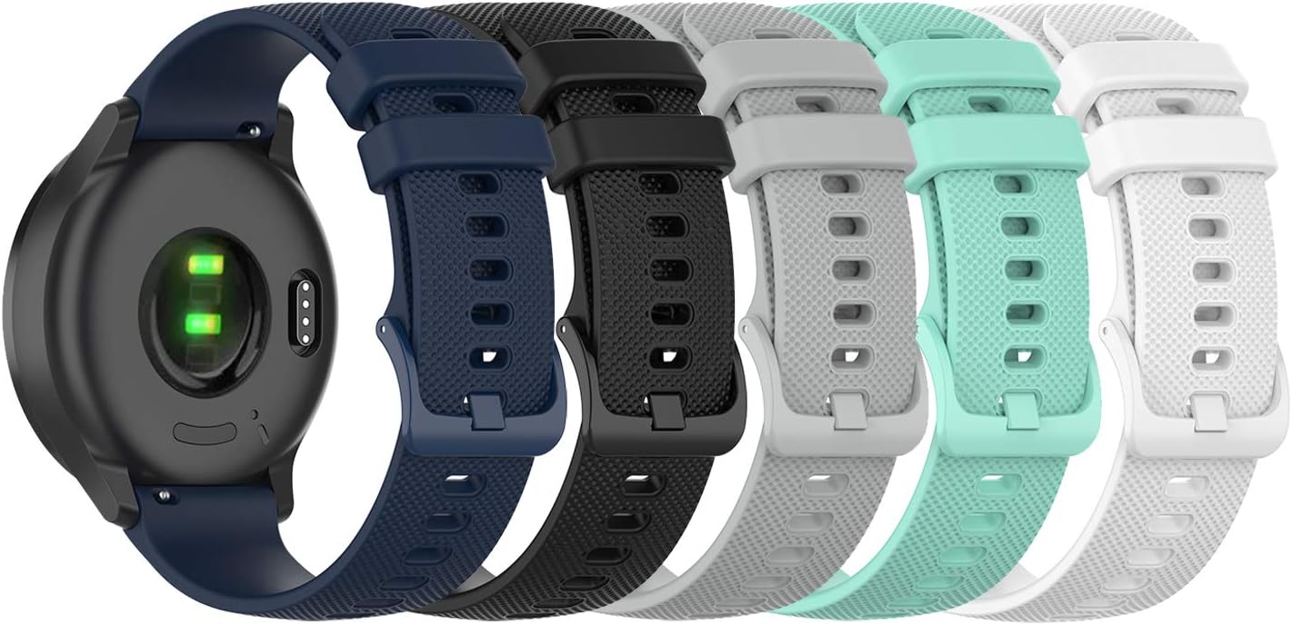 TenCloud 5-Pack Replacement Straps Compatible with Garmin Vivoactive 6 5 3/Approach S50 S44 S42 S40 Strap