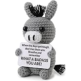 Funny Galentine's Positive Badass Donkey Crochet Animals, Motivational Gift for Women Men Coworkers, Best Friends - Emotional Uplifting Support Small Easter Holiday Basket Stuffer for Grandkids