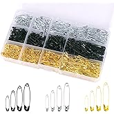 720 Pcs 3 Colors Safety Pins 4 Sizes Strong Safety Pins with Storage Box Assorted for Craft Sewing Art Clothes Jewelry Making(Gold, Black, Silver)