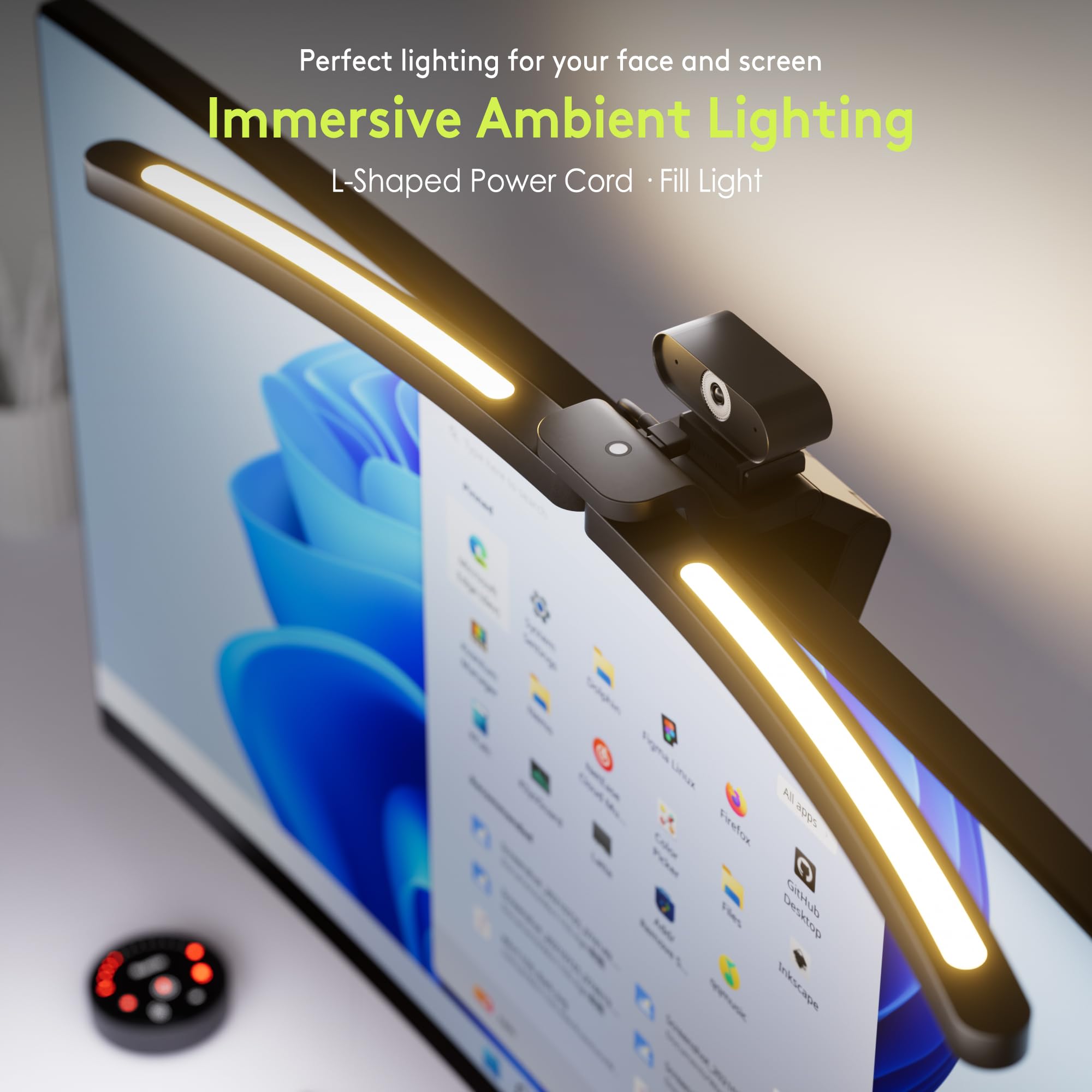Quntis USB Lampada Monitor Curvo da 45CM con Controllo a Sfioramento e Telecomando, Luce Monitor Quntis USB Lampada Monitor Curvo da 45CM con Controllo a Sfioramento e Telecomando, Luce Monitor