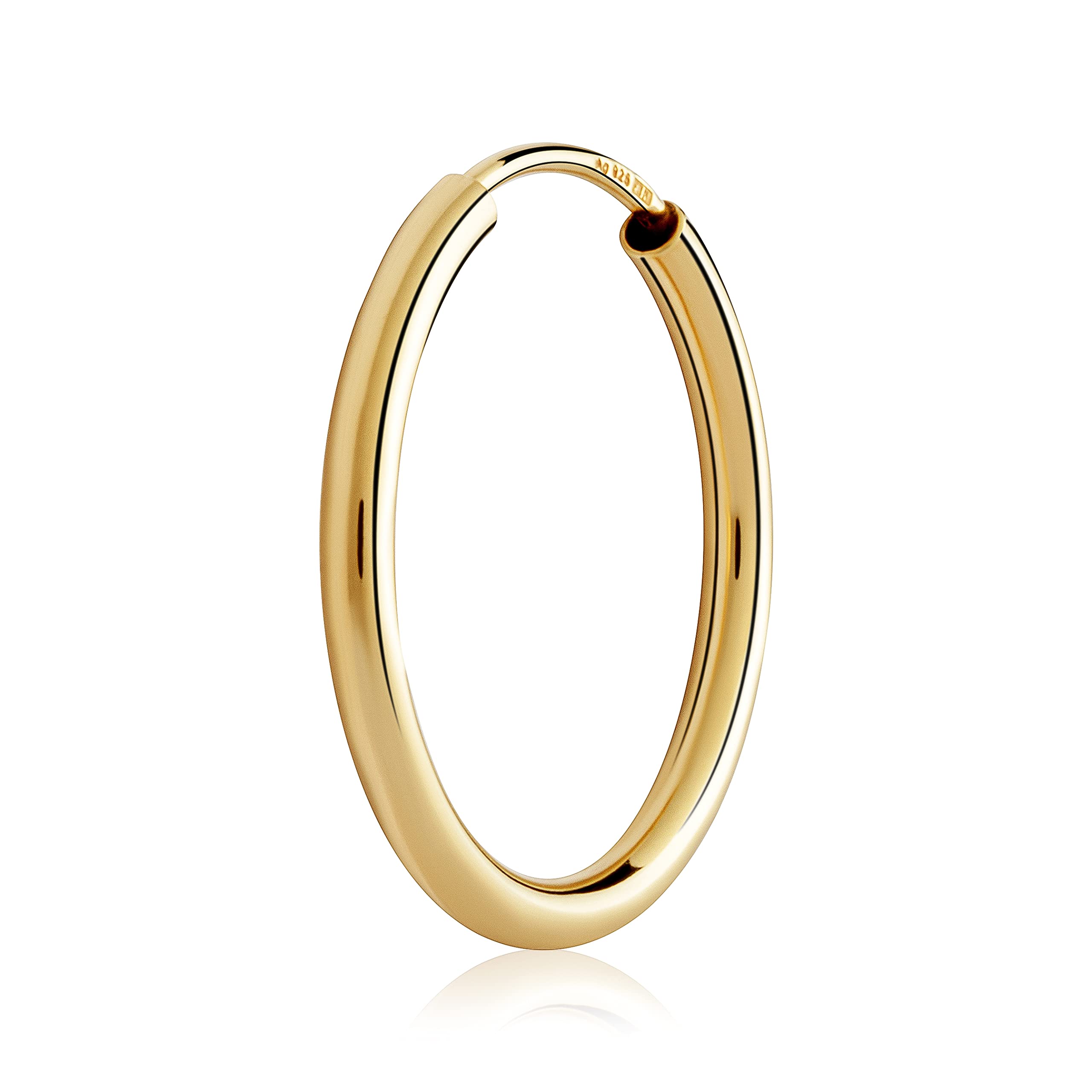 NKlaus single hoop earrings 20mm sterling silver 925 gold plated 1,8mm thickness silver earrings 3091