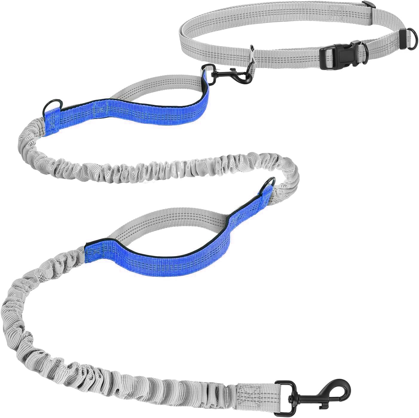 Hurluksi Hand Free Dog Waist Lead, Running Dog Belt Leash Heavy Duty Puppy Walking Belt with Retractable Bungee & Sponge handle (Blue)