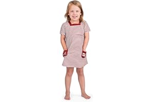 Little King NCAA Toddler Girls Short Sleeve Striped Dress with Pockets-100% Cotton-Sizes 2T, 3T and 4T