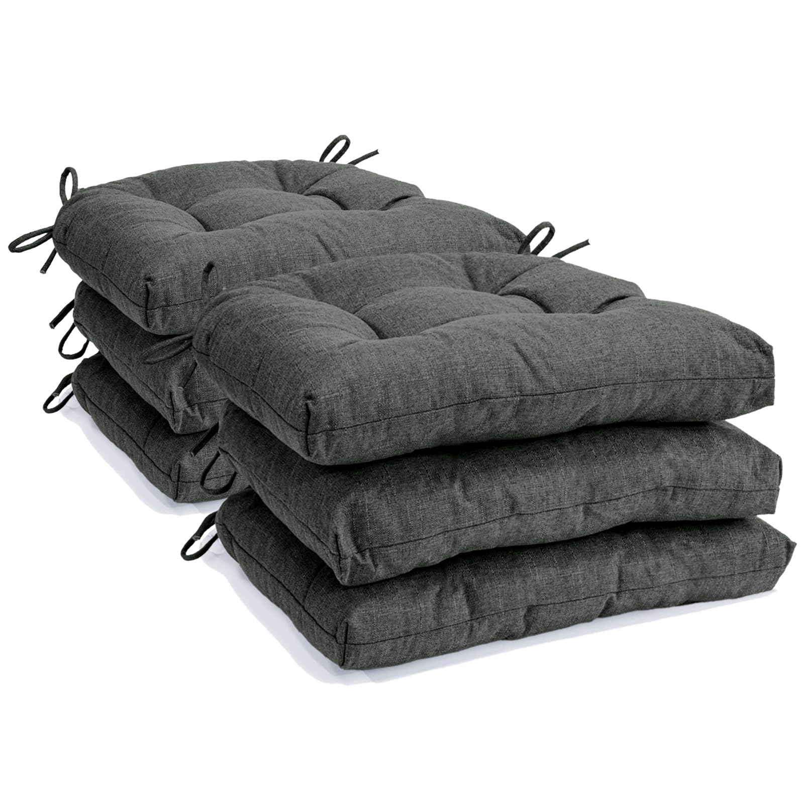Photo 1 of Kyaringtso Chair Cushions for Dining Chairs Set of 6, Non Slip Indoor Kitchen Chair Cushions with Ties, Tufted Memory Foam Seat Chair Pads, 17" x 16" x 3", Dark Gray