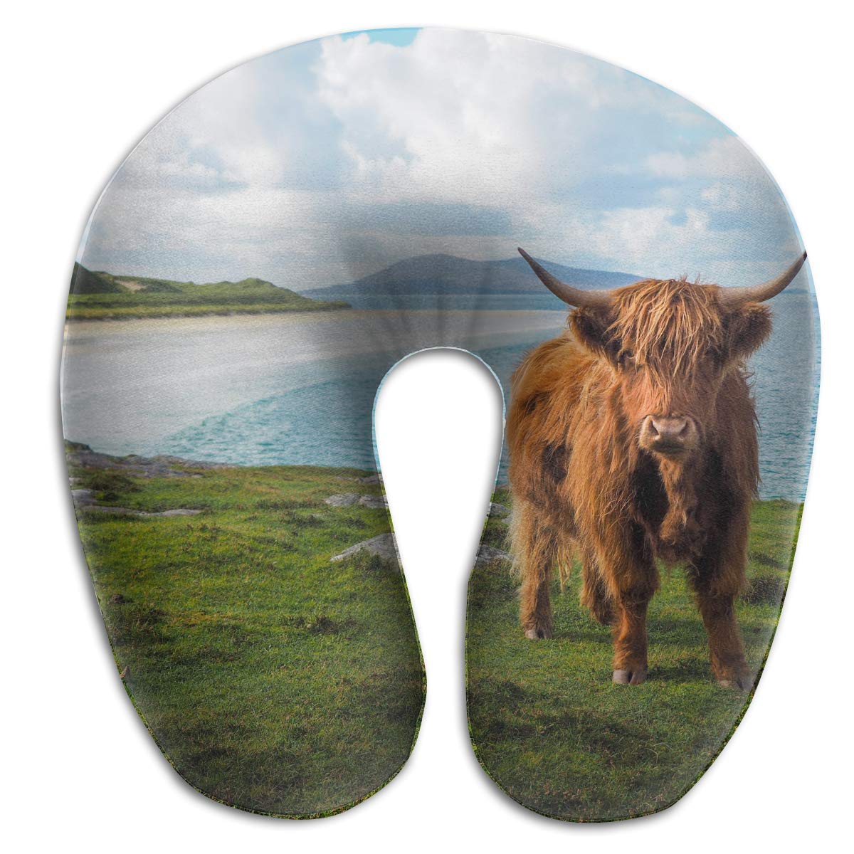 Hipiyoled Highland Cow By The Sea Memory Foam U Shaped Pillow