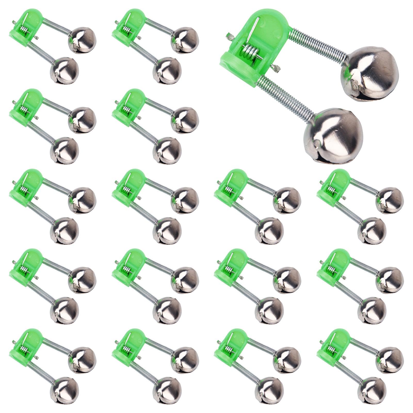 POHOVE 20pcs Fishing Rod Bells,Fishing Bells,Fish Ring Double Alarm Bells,Twin Bells Ring Bite Lure Indicator Alarm,Fishing Rod Bite Alarm Twin Bells For Fishing Enthusiasts(size:0.63inch)