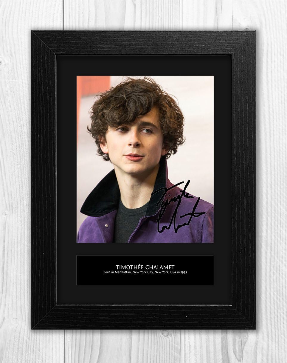Timothée Chalamet 1 MT - Signed Autograph Reproduction Photo A4 Print (Black frame)