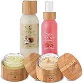 Shira Shir-Organic 4 Pack for Normal to Dry Skin - Coconut Oatmeal Cleanser, Pomegranate Toner &amp; Apricot Moisturizer &amp; AHA Treatment Scrub