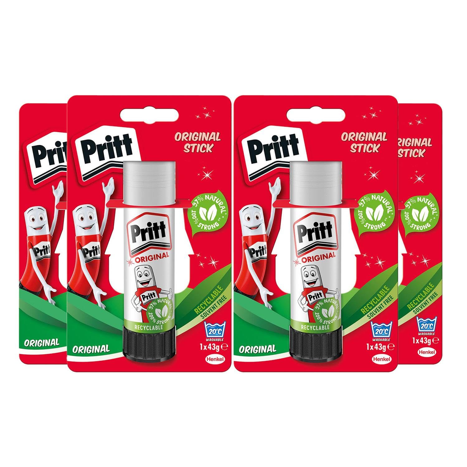 Pritt PK8MP Glue Sticks, 4 x 43g