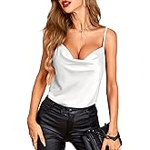 VIDUSSA Womens Cowl Neck Dressy Silk Tank Tops Party Satin Camisole Sleeveless Blouses
