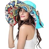 Women's Foldable Floppy Reversible Travel Beach Sun Visor Hat Wide Brim UPF 50+
