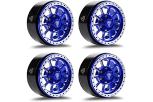 Treal 1.9 Beadlock Wheels Heavy Duty CNC Aluminum Crawler RC Wheel 4pcs-Set for 1:10 TRX-4 Axial SCX10 II SCX10 III(Blue) 116g/pc -Type C