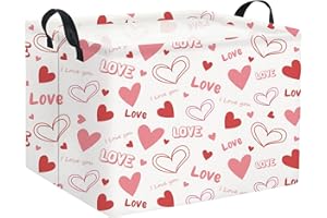 HIYAGON Rectangular Valentines Basket Valentines Gift Basket Holiday Pink Basket Baby Storage Bin Kids Toy Basket Organizer Box for Girls Love Room Decor(Pink Love)