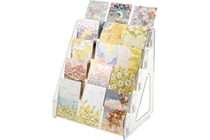 5 Tier Acrylic Card Display Stand, Card Display Stand, Tier Holder, Greeting Card Display Stands for Sticker, Books, Gifts Ra