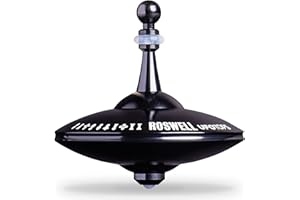 Plexity Labs UFO Tops Roswell - Metal Spinning Fidget Toy Top - Inspired by The Documented 1947 UFO Sighting in Roswell, New Mexico (Color: Midnight Black)