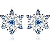 Winter Snowflake Earrings for Women Hypoallergenic 925 Sterling Silver Snow Flower Ear Studs Christmas Jewelry Gift