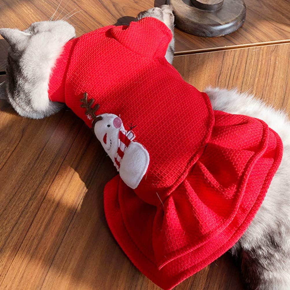 Dog Christmas Skirt Snowman Design Pet Clothes Puppy Skirt Soft Comfortable Dog Dress for Outdoor Activities and Photo Sessions Size S - Image 4