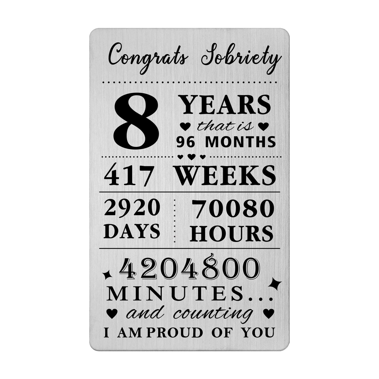 Gezxin 8 Years Sobriety Gifts For Men Women- Congratulations 8 Years Sober Card for Him Her- Personalised 8 Year Recovery Gifts One Day At A Time