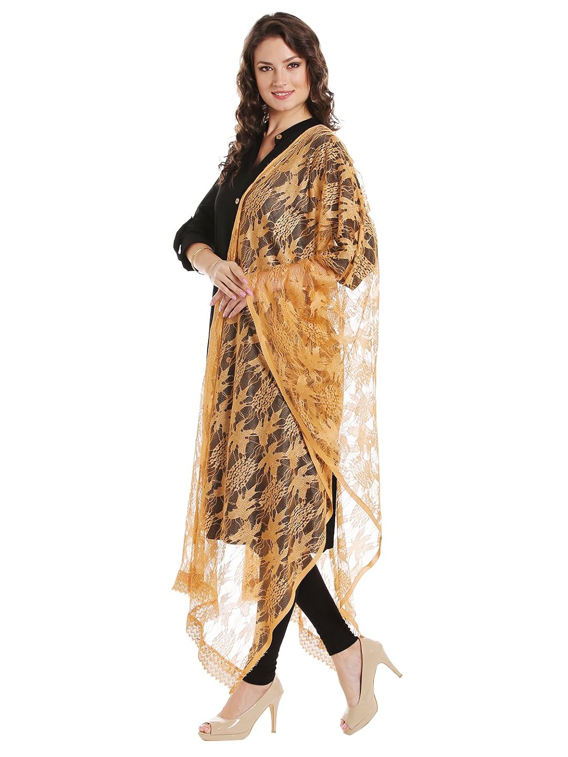 dupatta bazaar women's gold net dupatta