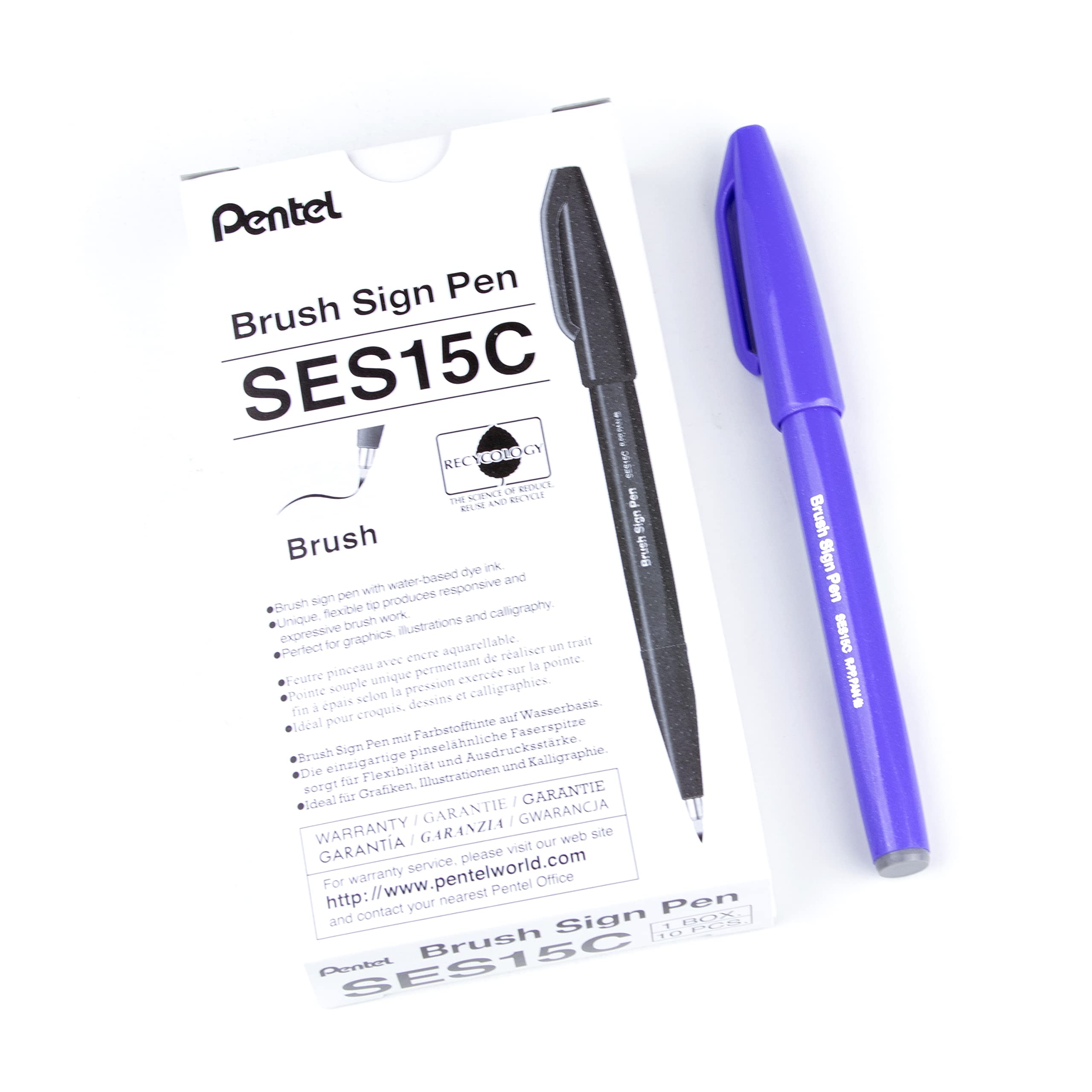 Pentel Brush Sign Pen Blue Violet - Pack of 10