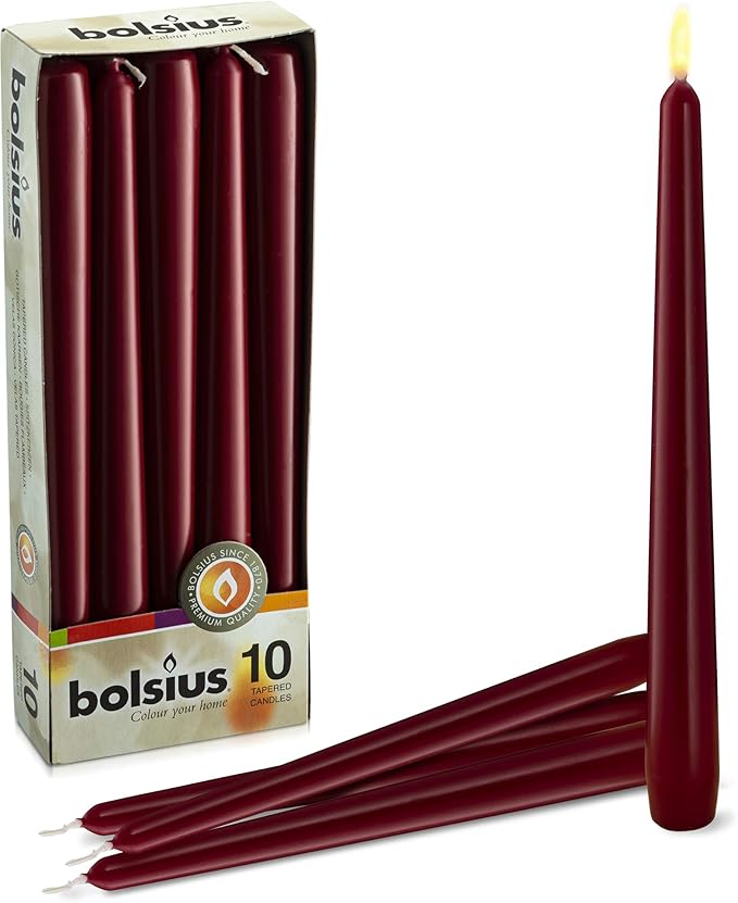 Bolsius Tapered Dinner Candles , "Dark Red box 10" Amazon.co.uk Kitchen & Home