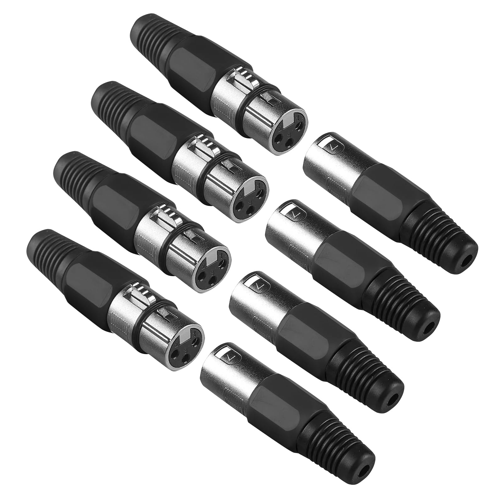 (Pack of 4) 3-Pin XLR Male and Female Cannon Head for DMX Signal Wire or Wired Microphone Cable Connection