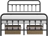 Yaheetech 4ft6 Double Bed Frame Vintage Iron Platform Bed with Storage Black view 9