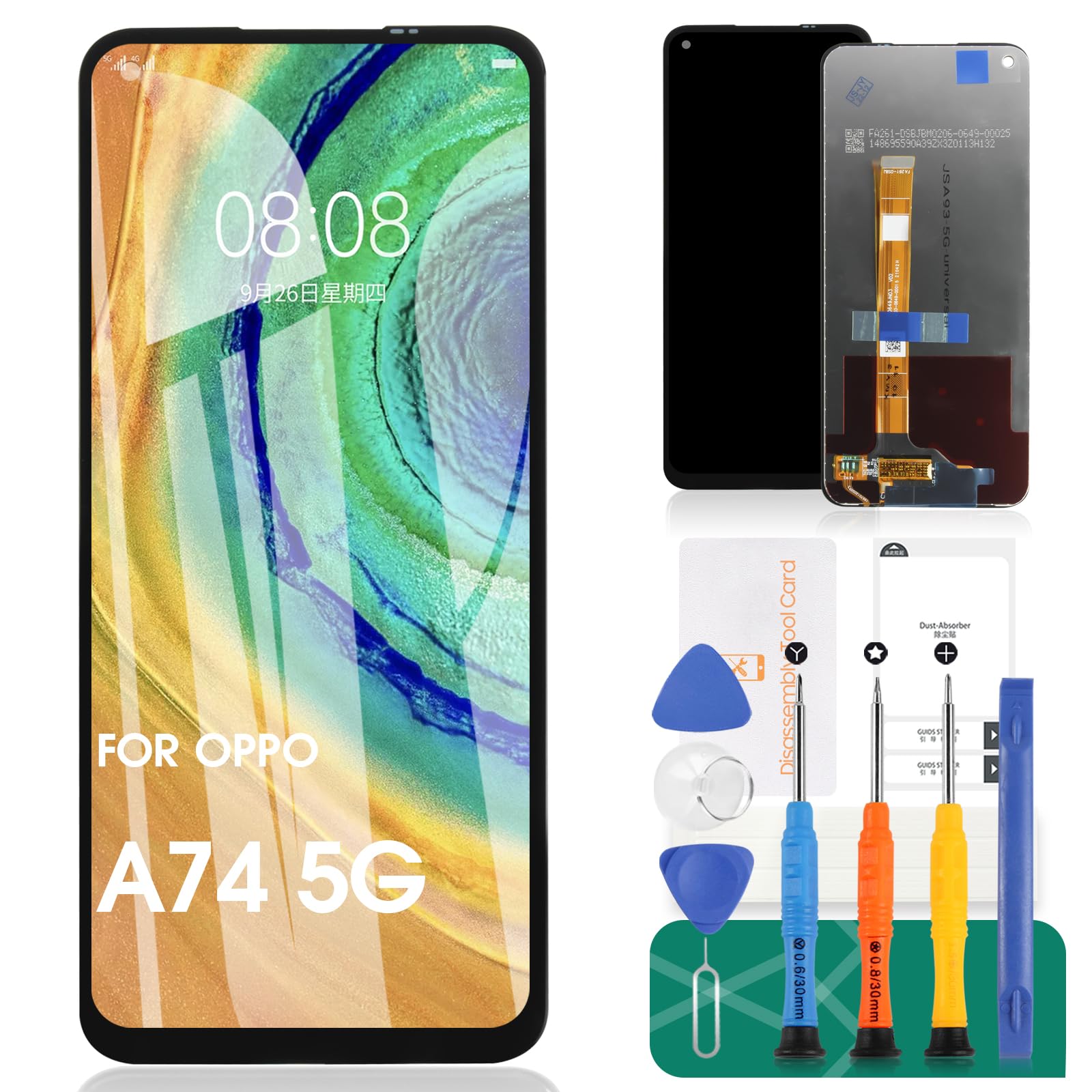 SRJTEK For OPPO A74 5G LCD Display For OPPO A74 5G Screen Replacement For OPPO A74 5G Touch Screen CPH2197 Digitizer Assembly Repair Kit(Black)